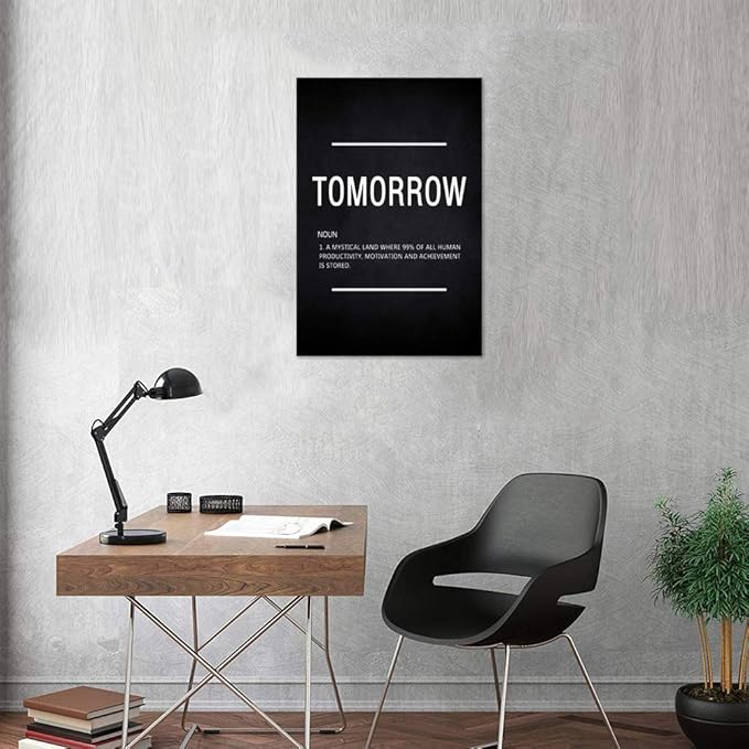 Success Motivational Wall Art Inspirational Entrepreneur Quotes Canvas Painting Modern Inspiring Tomorrow Noun Hustle Posters Prints Artwork Decor for Home Office Framed (24”Wx36”H)
