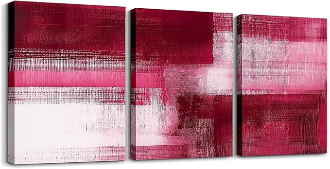 jejeloiu Pink Red Abstract Art 3 Piece Canvas Wall Art for Living Room Bedroom Modern Art Picture Wall Decor 12"x16"x3pcs Abstract Oil Painting Office Decorations Artwork Posters