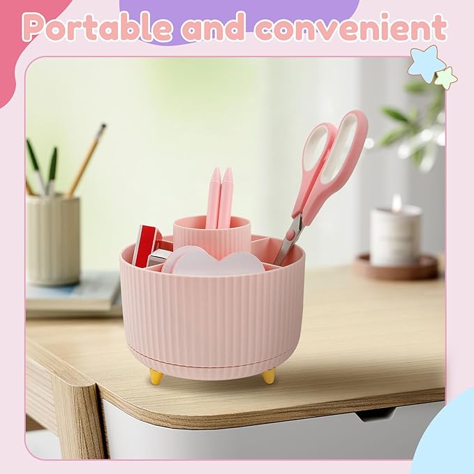 Office Supply Set, Practical Desk Accessories Set, Portable Desk Office Supply Sets Tape Dispenser, Convenient Offices Desks Accessories with 360° Pen Holder Staples Scissor for Offices Home Best Gift