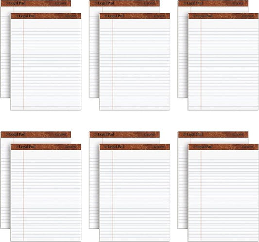 TOPS 8.5 x 11 3/4 Legal Pads, 12 Pack, The Legal Pad Brand, Wide Ruled, White Paper, 50 Sheets Per Writing Pad, Made in the USA (7533)