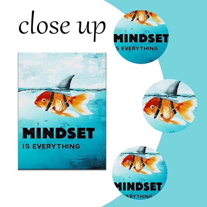 Canvas Mindset is Everything Motivational Wall Art Inspirational Entrepreneur Quotes Poster Print Artwork Painting Picture for Home Living Room Bedroom Classroom Decor Ready to Hang [30''W x 40''H]