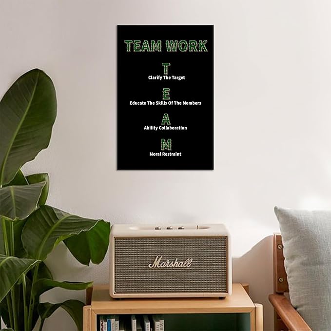 Inspirational Canvas Wall Art Team Work Motivational Entrepreneur Quotes Poster Print Positive Theme Artwork for Modern Home Bedroom Bathroom Wall Picture Painting Stretched and Framed [12''Wx18''H]