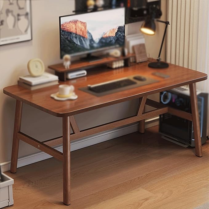 Office Small Computer Desk ，escritorio，Simple Writing Study Work ，Water-Resistant, Scratchproof Surface， for Home Bedroom，Work，Gaming(Walnut,120 * 80cm(47 32in))