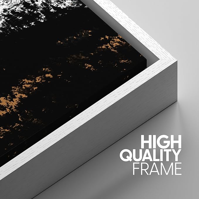 SIGNWIN 3 Piece Framed Canvas Wall Art Black and White Mountain Tops Photo Nature Wilderness Illustrations Abstract Traditional Home Artwork Decoration for Living Room,Bedroom - 16"x24"x3 White
