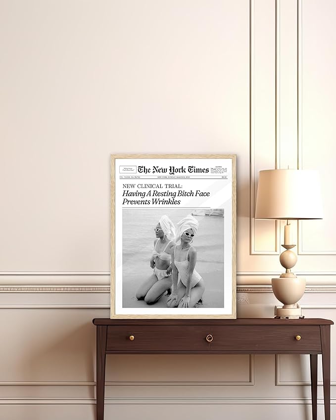 iHery Unframed Trendy Hot Girls NewsPaper Wall Art Prints,12x16in Canvas Wall Art Prints,It Girl Dorm Retro Magazine Cover Wall Art,Vintage Bar Cart Living Room Home Décor 1Pack