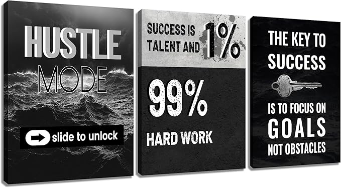 Inspirational Canvas Wall Art Framed Motivational Quotes Modern Home Decor 3 Pieces Posters Print Inspiring Painting Artwork for Bedroom Bathroom Wall Decoration Stretched and Framed [36''W x 16''H]