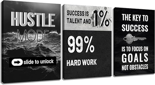 Inspirational Canvas Wall Art Framed Motivational Quotes Modern Home Decor 3 Pieces Posters Print Inspiring Painting Artwork for Bedroom Bathroom Wall Decoration Stretched and Framed [36''W x 16''H]