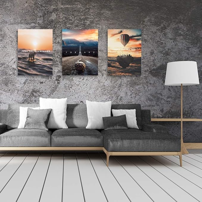 Halioyo Motivational Posters Canvas Painting Inspirational Wall Art Entrepreneur Quote Office Wall Decor Picture Artwork for Living Room Bedroom Home Decoration,12inch x16inch x3pieces