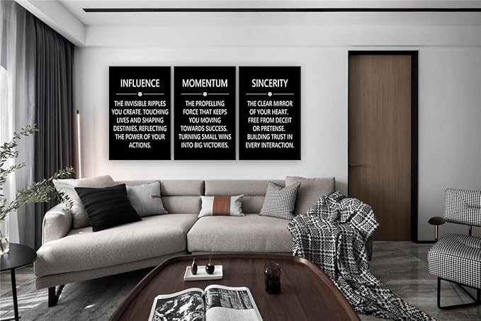 Sincerity Influence Poster Inspirational Wall Decor Motivational Canvas Wall Art Momentum Poster Artwork Quote Prints Painting Living Room Home Office Decor Framed Ready to Hang [72" W X 36" H]