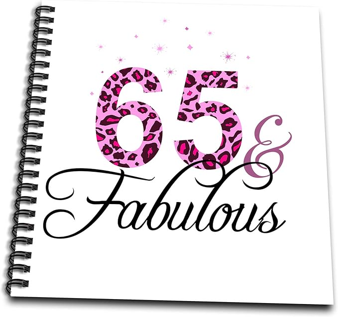 Memory Book 12 x 12 inch - 65 and Fabulous - fun girly birthday gift - black and hot pink leopard print pattern bday diva text Occasions