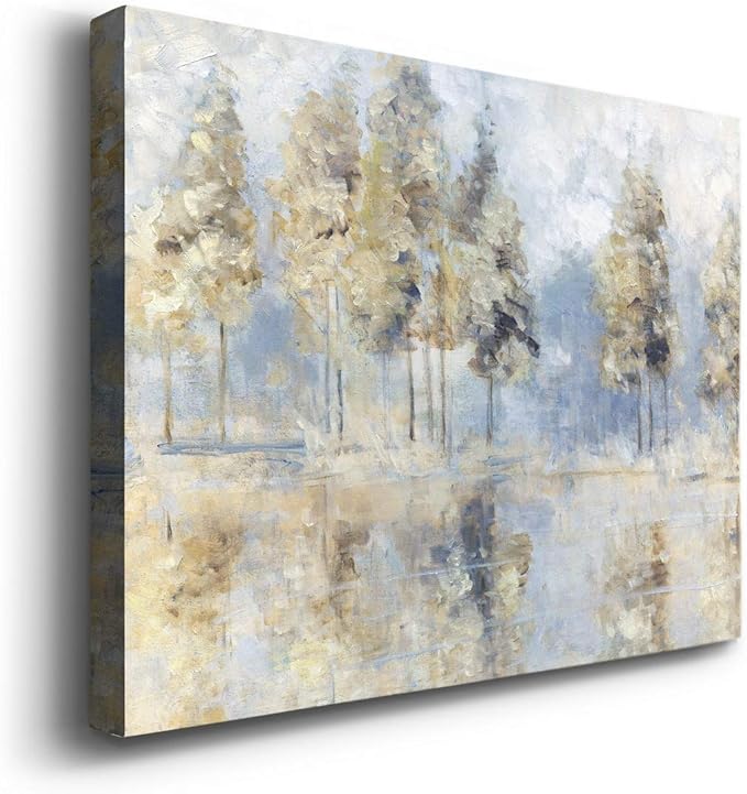 Landscape Wall Art Premium Gallery Wrapped Canvas Abstract Ocean Forest Modern Artwork Decoration for Living Room Kitchen Bathroom Office, Ready to Hang