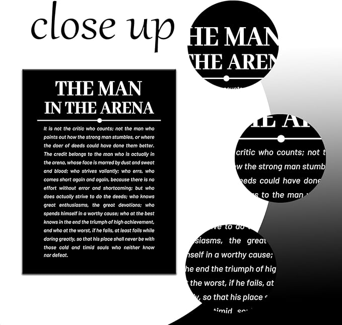 The Man in the Arena Framed Poster Inspirational Canvas Wall Art Prints Success Motivational Entrepreneur Quotes Picture Artwork for Office Living Room Gym Wall Decor Ready to Hang [18''Wx24''H]