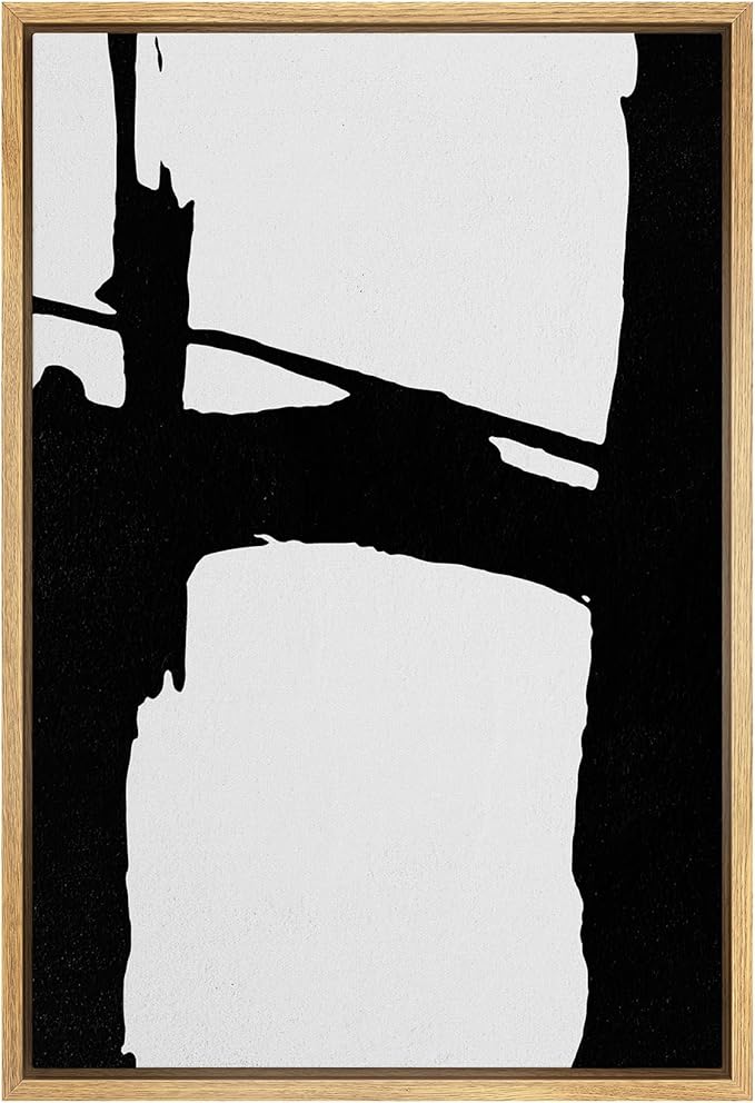 SIGNWIN Framed Canvas Wall Art Abstract Color Block Canvas Prints Home Artwork Decoration for Living Room,Bedroom - 16"x24" Black