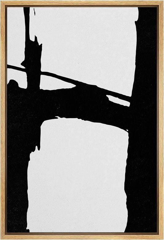 SIGNWIN Framed Canvas Wall Art Abstract Color Block Canvas Prints Home Artwork Decoration for Living Room,Bedroom - 16"x24" Black