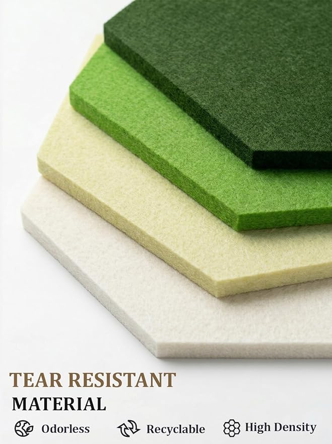 8 Pack Hexagon Felt Bulletin Board Tiles - 11.8" Large Thick Pin Board for Walls with 30 Push Pins, DIY Boards for Office Home School Decor, Aesthetic Hex Cork Board Alternative