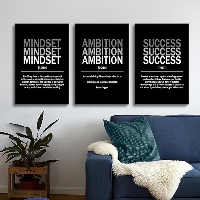 Daily Motivational Canvas Wall Art Inspirational Quotes Picture Painting Mindset Ambition Success Print Poster for Office Bedroom Living Room Artwork Stretched and Framed [48''Hx24''W]