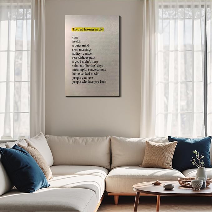 What If It All Works Out Framed Canvas Wall Art Minimalist Quote Prints Wall Decor for Bedroom Dorm Office Living Room Home Made in USA