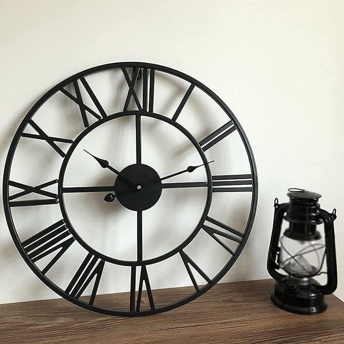 Wall Clock Wall Clock Metal Modern Wall Clocks Battery Operated Silent Clock with Roman Numerals for Office Home Wall Decor Home Decoration Clock (A 40 * 40cm)