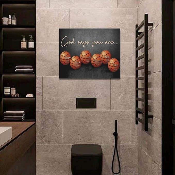 Inspirational Basketball Boys Room Wall Art Motivational Sports Basketball Pictures Wall Decor God Says You Are Canvas Print Painting Modern Home Artwork For Dorm Gym Bedroom Framed 20"x16"