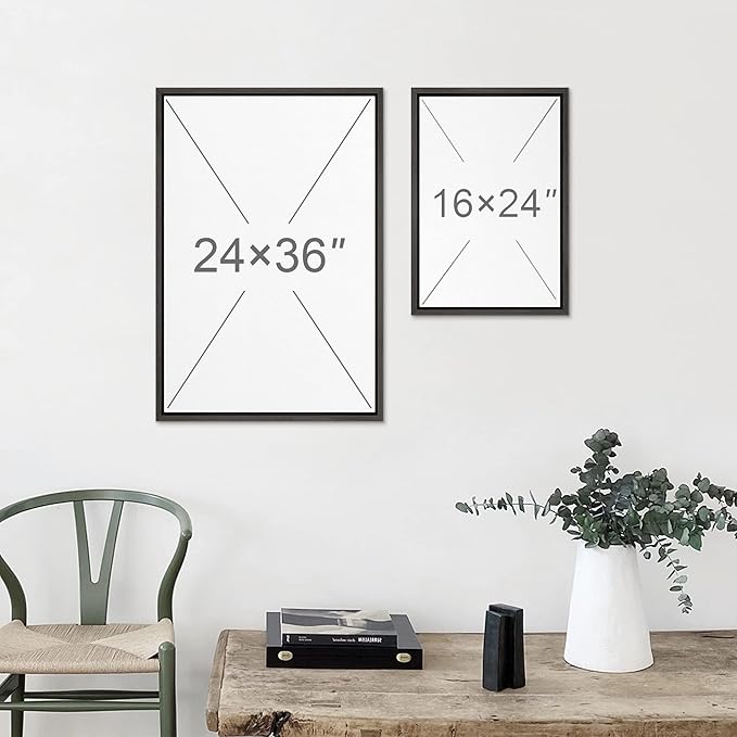MUDECOR Framed Canvas Print Wall Art Heron Bird Wild Animal Prints Minimalist Modern Art Boho Relax Cozy Decor for Bedroom - 24"x36"x3 Black