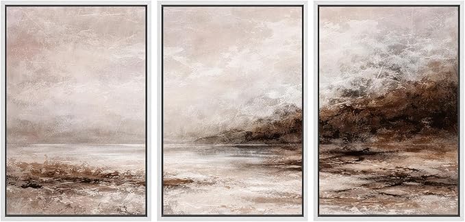 SIGNWIN Framed Canvas Print Wall Art Set Hazy Autumn Shores Illustrations Decorative Relax/Calm Zen for Living Room, Bedroom, Office - 16"x24"x3 WHITE