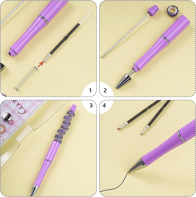 jiebor 100Pcs Beadable Pens Refills Ballpoint Pens Refills Black Ink 1.0mm for Plastic Bead Pens Office Supplies 2.44 Inch