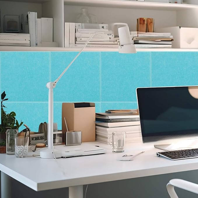 Honoson 12 Pack 47"x35" Large Cork Boards Tiles Alternative Felt Wall Tiles Bulletin Board with Safe Adhesive Cork Board Squares for Walls Organize Home Office Classroom Pin Photo Panels(Blue)