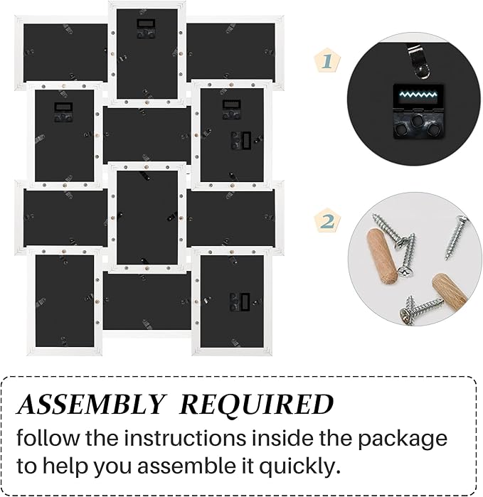 HELLO LAURA Collage Picture Frames - 12 Opening Photos Display Picture Frame Collage for Wall Hanging Photo Frame for Friends Family Gifts Home Living Room Wall Decor