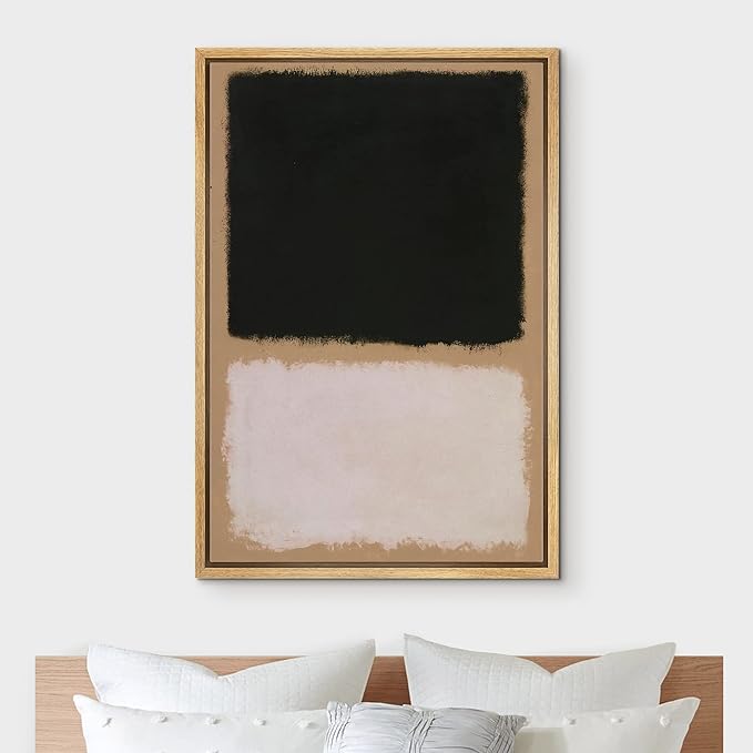 IDEA4WALL Framed Canvas Print Wall Art Rothko Style 1960s Geometric Color Blocks Abstract Shapes Illustrations Modern Art Decorative Contemporary for Living Room, Bedroom, Office - 24"x36" Natural