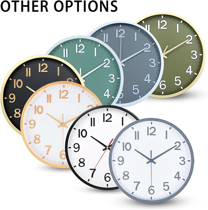 Wall Clocks Battery Operated 8 inch Modern Wall Clock,Silent Non Ticking Wall Clock for Living Room Bedroom Kitchen Office Classroom Decor (Texture Gray White)