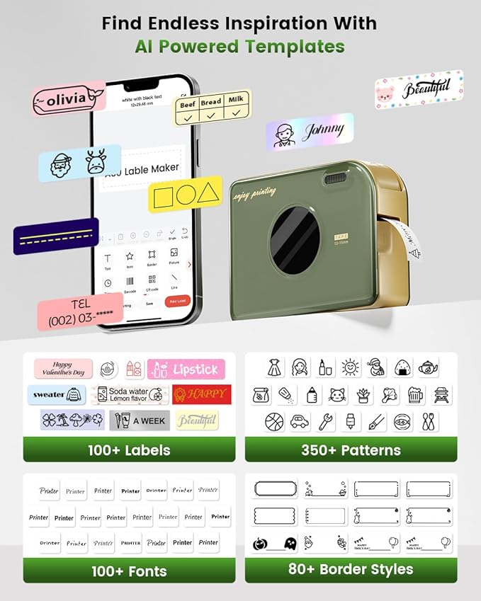 Phomemo Ribbon Label Printer, A30 Bluetooth Wireless Portable Small Label Maker Machine with 4 Tapes, Mini Printer Thermal Transfer Printing Rechargeable for Gift Wrapping, DIY Crafts, Mother’s Day