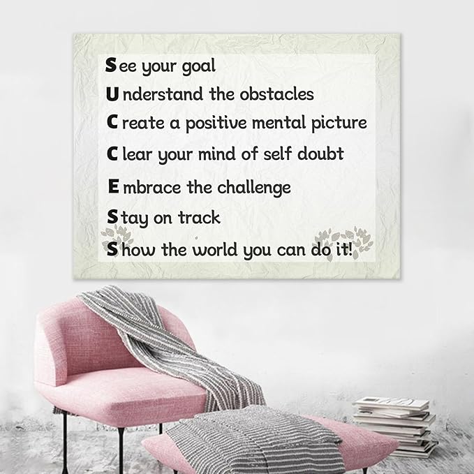 Success Canvas Wall Art Office Wall Decor Inspirational Entrepreneur Quotes Poster Print Positive Painting Artwork for Home Living Room Office Workplace Decoration Ready to Hang [40''Wx 30''H]