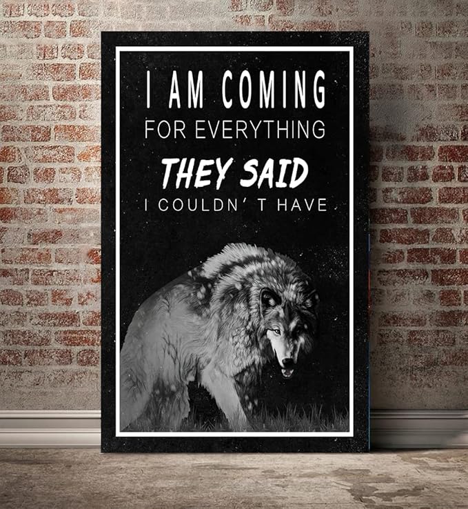 Yatsen Bridge Motivational Wall Art Inspirational Canvas Painting Wolf Pictures Modern Positive Entrepreneur Quotes Posters Prints Artwork Home Office Living Room Decor Framed Ready to Hang(28"Wx44"H)