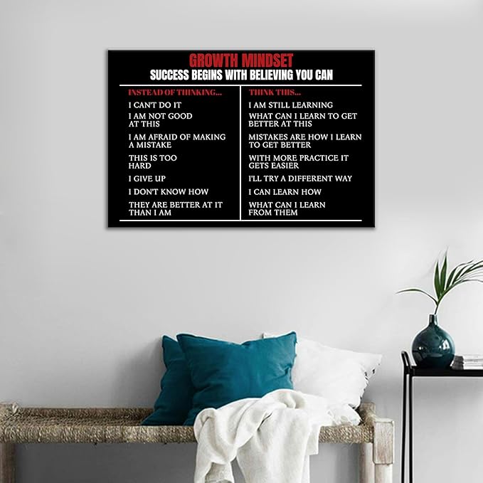 DINGFUN Motivational Wall Art Believing You Can Inspirational Poster Inspiring Canvas Painting Print Wall Picture Positive Artwork for Modern Home Bedroom Bathroom Decor Ready to Hang [12''W x 18''H]