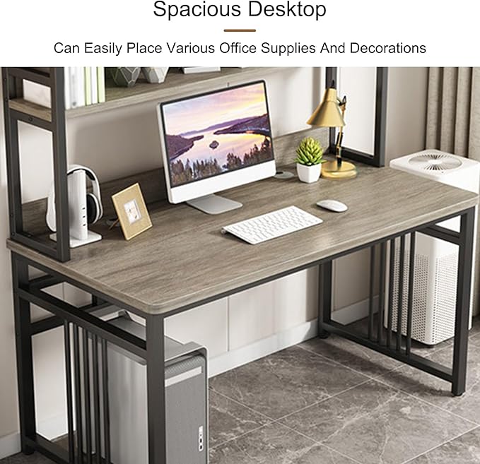 Computer Desk with Storage Shelf, Executive Office Desk, Small Study Deskm, Sturdy Writing Workstation Gaming Table, for Home Study(Brown,80x60cm/31.5x23.6in)