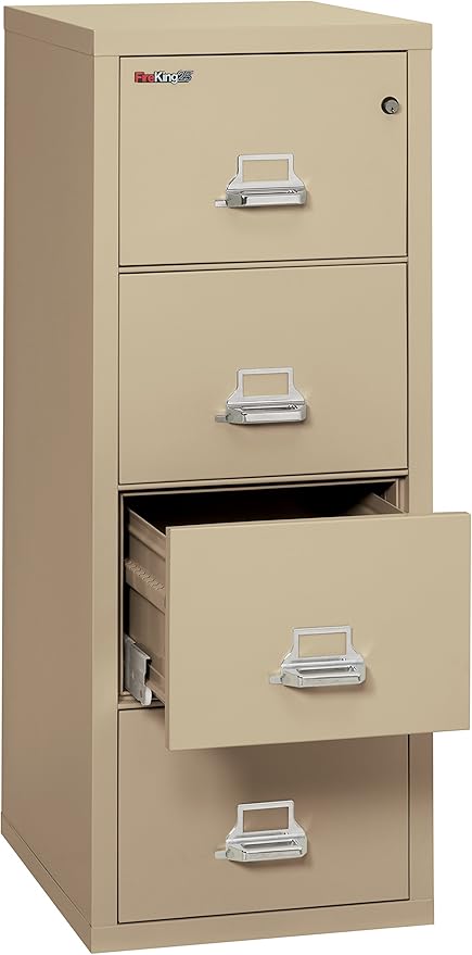 Fireproof Vertical File Cabinet, 4 Legal Sized Drawers, 52.25in H x 20.81in W x 25.06in D, Made in The USA
