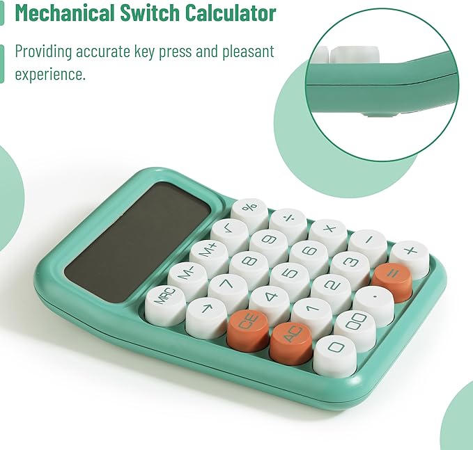 Mr. Pen- Mechanical Switch Calculator, 12 Digits, Large LCD Display, Earthy Green Calculator Big Buttons