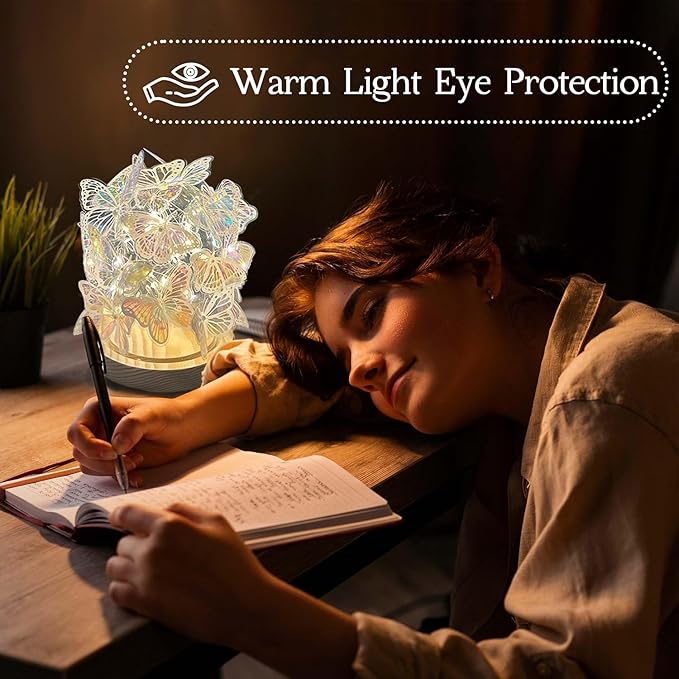 Butterfly ambiance Lamp, Bedside Decorative Small Table lamp, DIY Butterfly Lamp, Battery Powered Night Light, Gift for Daughter's Mother