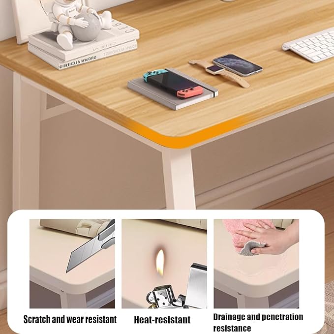 Computer Modern Simple Style Desk for Home Office, 31.5 inch Small Writing Study Corner Work Desk for Bedroom Living Room Natural