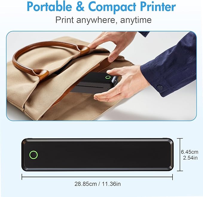 Portable Printers Inkless Thermal A4 Label Maker US Letter/A4/A5/B5 Android iOS Phone & Laptop for Travel Office School(White)