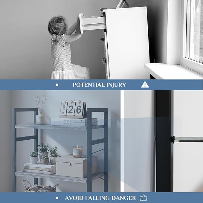 DUMOS 4 Tiers Bookshelf, Classical Book Shelf, Tall Display Shelves in Living Room/Home/Office, Storage Organizer for CDs/Books/Movies, Wood Grey