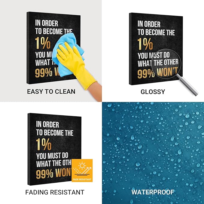 Inspirational Wall Art Framed Canvas 12 x 16 in (IN ORDER TO BECOME THE 1%) - Motivational Entrepreneur Positive Quotes Wall Arts Decor for Home Office Bathroom Bedroom Kitchen Classroom Gym