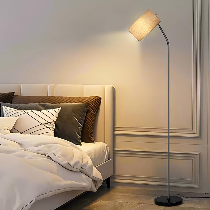 Arc Floor Lamp for Living Room with 9W 3 Color Temperatures Bulb Modern Reading Standing Lamps for Bedroom,Office,Living Room, LED Bulb Included (Beige/Black/3CCT)