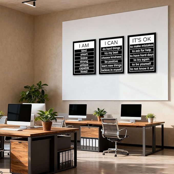 Halioyo Motivational Wall Art Decor Inspirational Canvas Wall Art Positive Affirmation Quotes Poster Decor for Bedroom Living Room Classroom Dorm Office, 20x28inchx3pcs