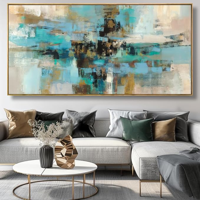 Wall Art Abstract Canvas Painting Green Fantasy Colorful Wall Decor Modern Artwork for Living Room Bedroom Dining Room Home Office Decor 20"x40" with Framed