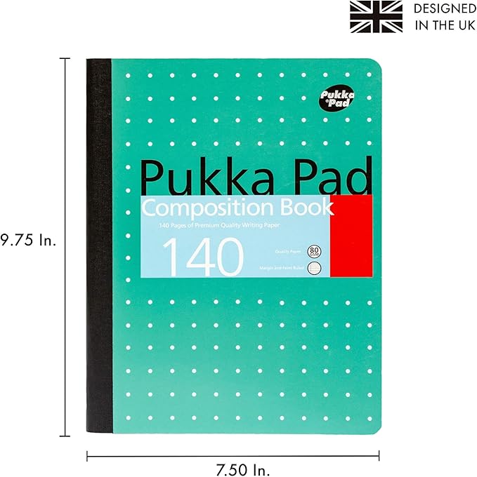 Pukka Pad, Composition Notebooks - 48 Pack of Journals Featuring 140 Pages of College Ruled 80GSM Paper with Sturdy Cover Stock - 9.75 x 7.5in - Metallic