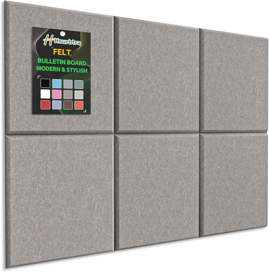 Hsurbtra Cork Board for Wall 24 x 18 Inch, 6 Pack Felt Bulletin Notice Board with Pushpins for Office Home School Farmhouse Wall Decor, Khaki