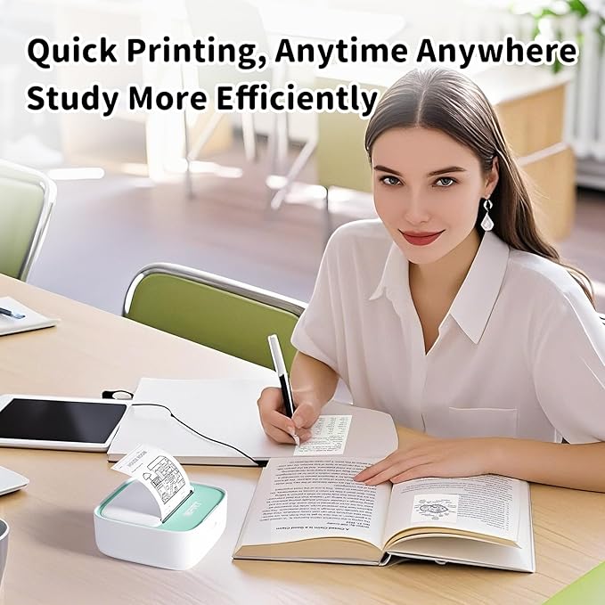 iDPRT Sticker Printer Portable Mini Printer, Bluetooth Thermal Inkless Sticker Maker Machine with 1 Roll Sticker Paper, Compatible with Smartphone, for Study Notes, Pictures, DIY, Label, Gift