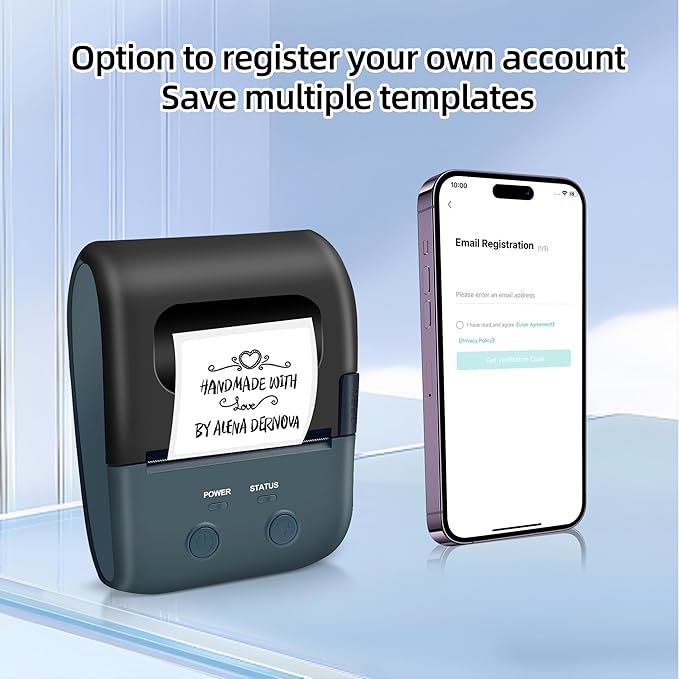 Label Maker - 2 Inch Thermal Label Printer L7 Portable Bluetooth Label Maker with Tape,Support with Android&IOS, Easy to Use for Office, Home, Business, Clothing, Address, Mailing(with 1 Roll Label)