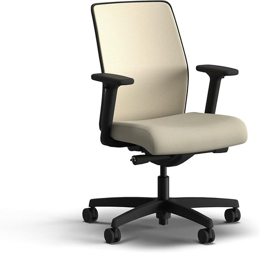 HON Ignition 2.0 Low Back Task Chair, Spectrum Mesh, Advanced Synchro-Tilt Control, Office Chair with Lumbar Support, Height and Width Adjustable Arms, Black Frame, Linen